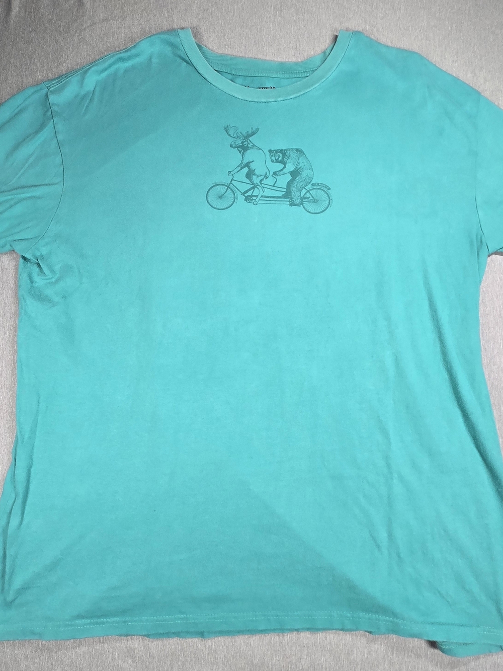 Momentum XXL Teal Graphic T-Shirt - Moose and Bear Tandem Bike